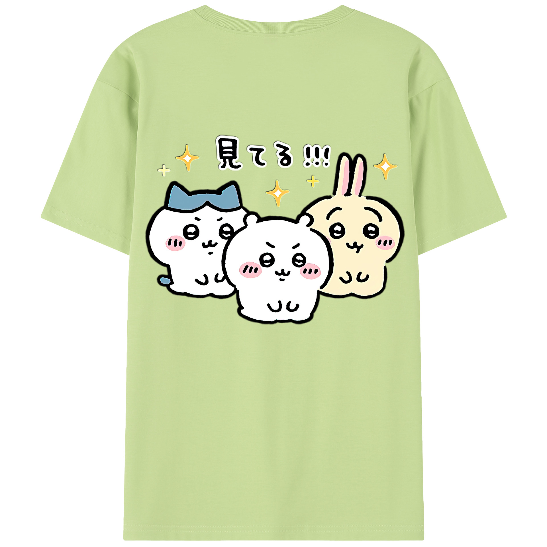 （画像用） ちいかわ ハチワレ Chii-kawa hachiware 綿100％半袖Tシャツ（背面プリント）